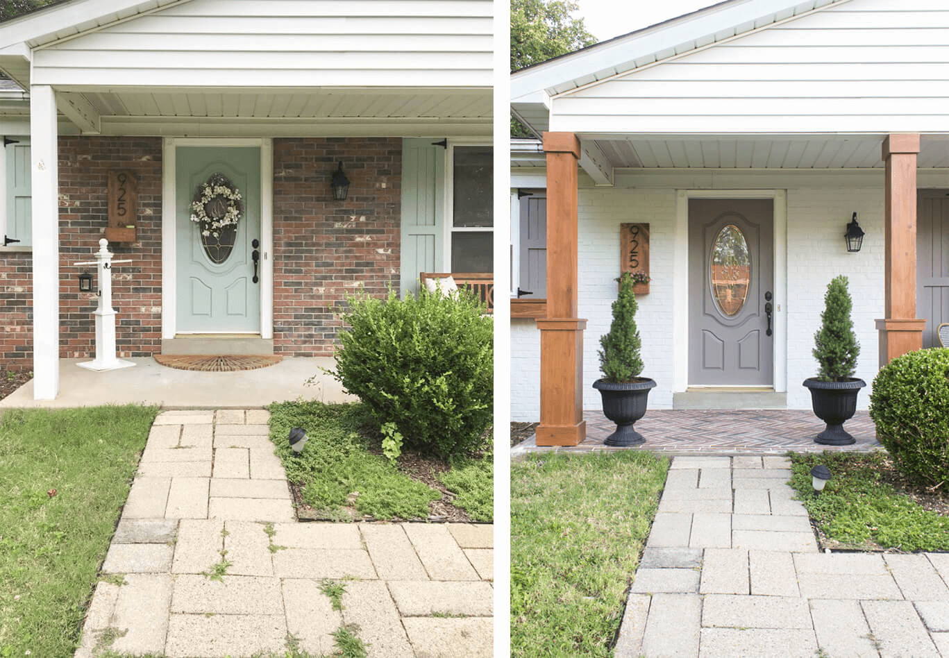 BEFORE AFTER PORCH MAKEOVER WITH TEXTURED TO PLAIN IDEAS