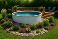 Backyard Pool Glow Up Landscaping Ideas Around Above Ground Pool With Deck That Just Work
