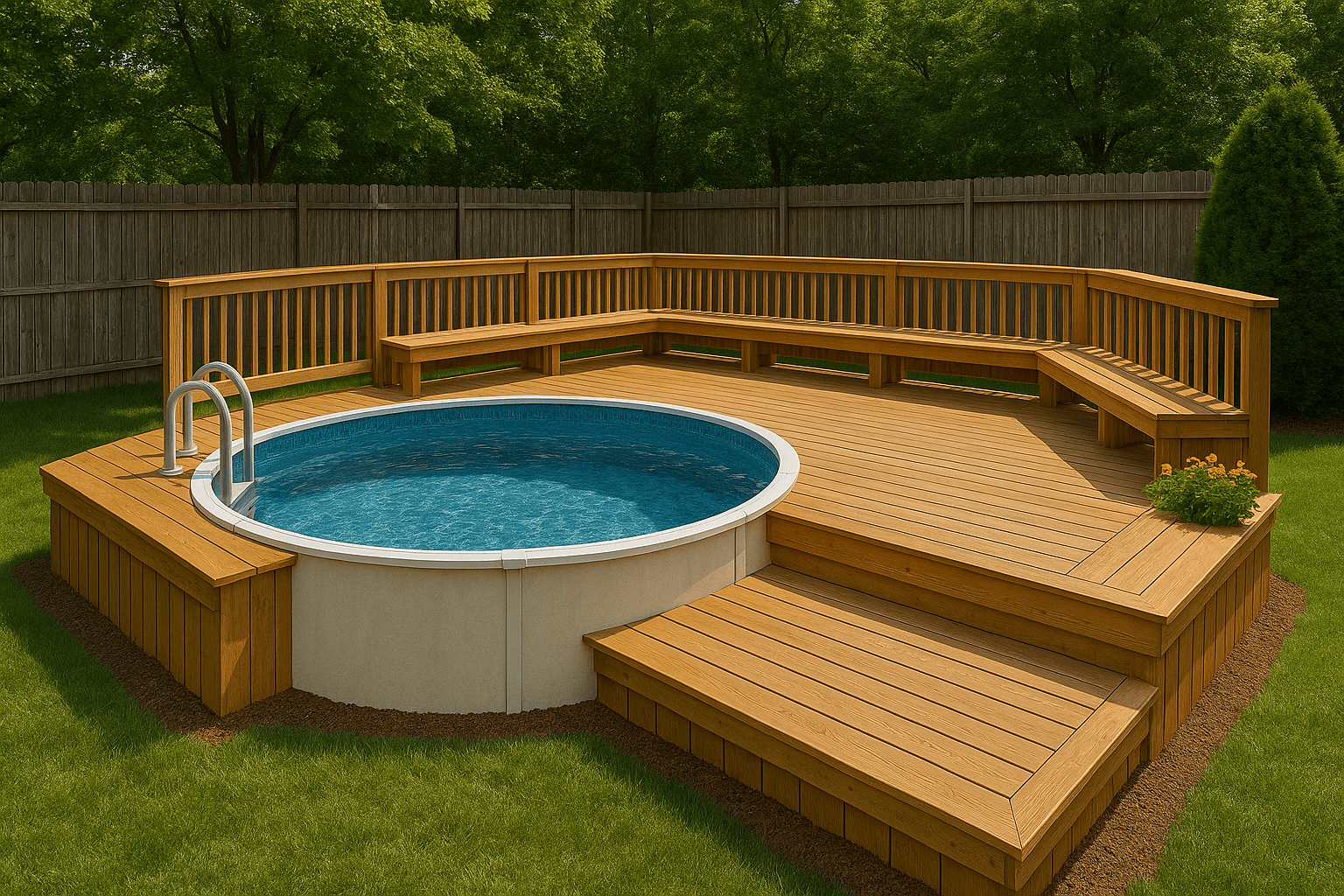 🛋️ Wraparound Deck with Built-In Benches