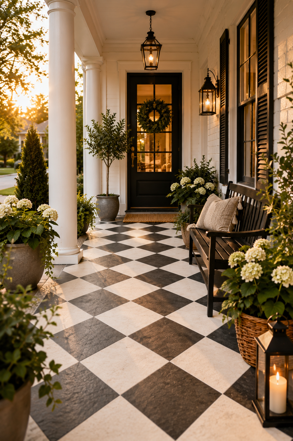 1 Modern Checkerboard Painting Front Porch Concrete Design