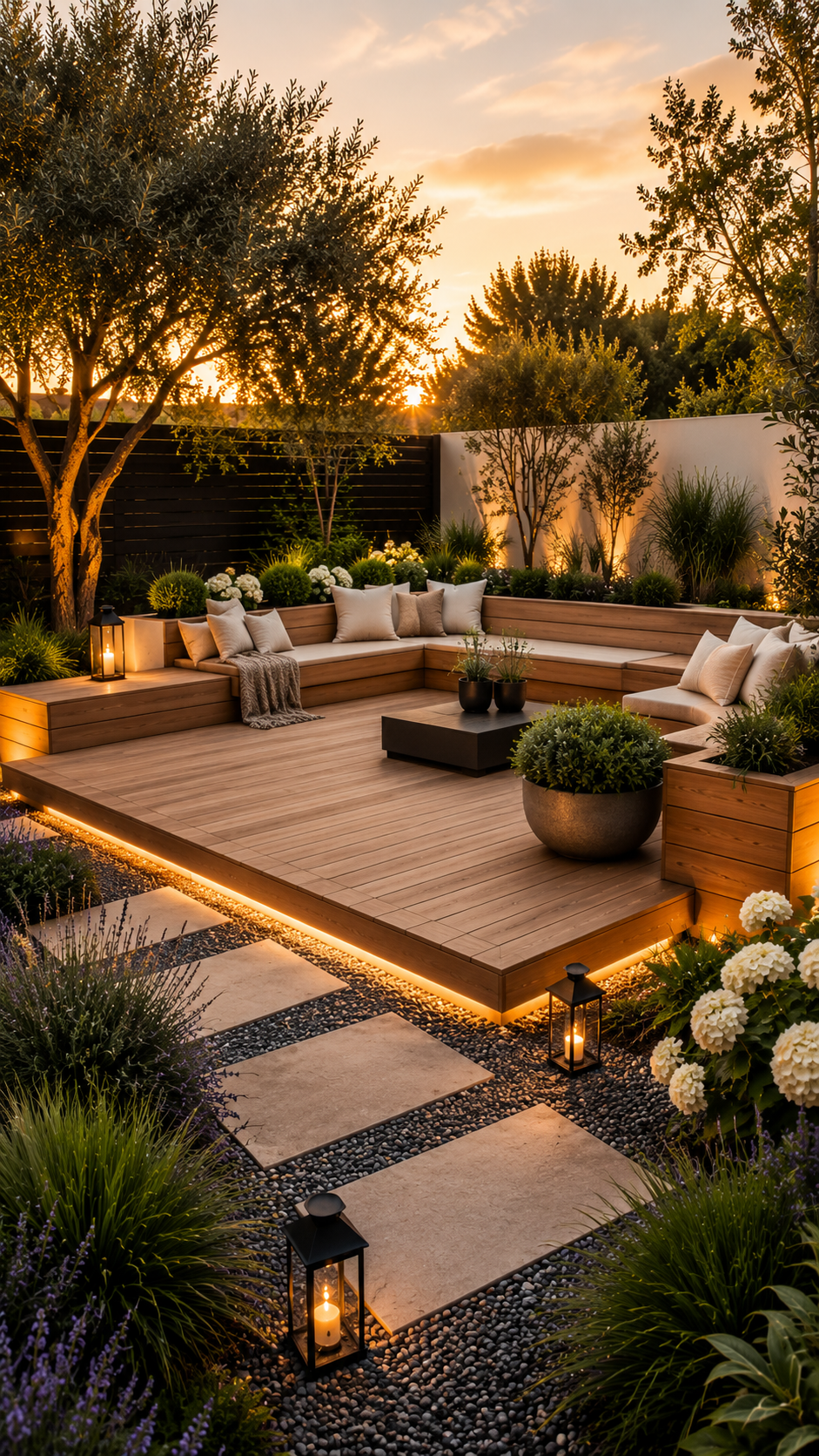 1. Modern Minimalist Floating Deck With Built-In Seating