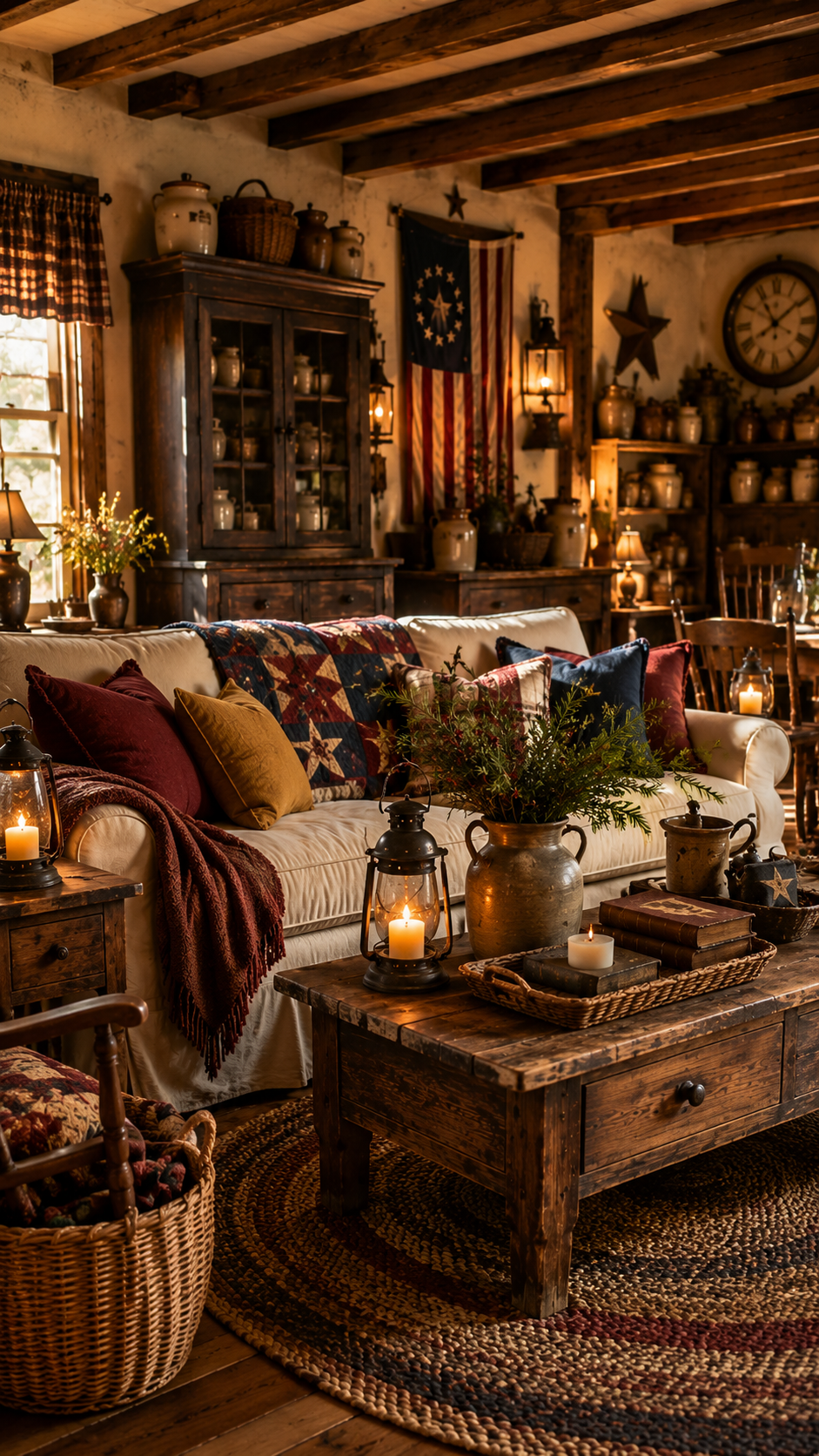 1. Rustic Colonial Primitive Americana Decor