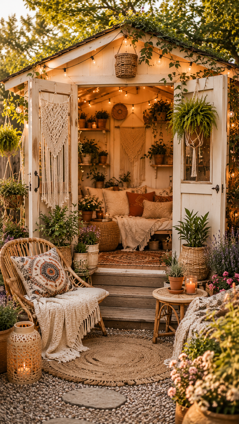 2 Boho Cheap She Shed Ideas for Relaxing Backyard Vibes