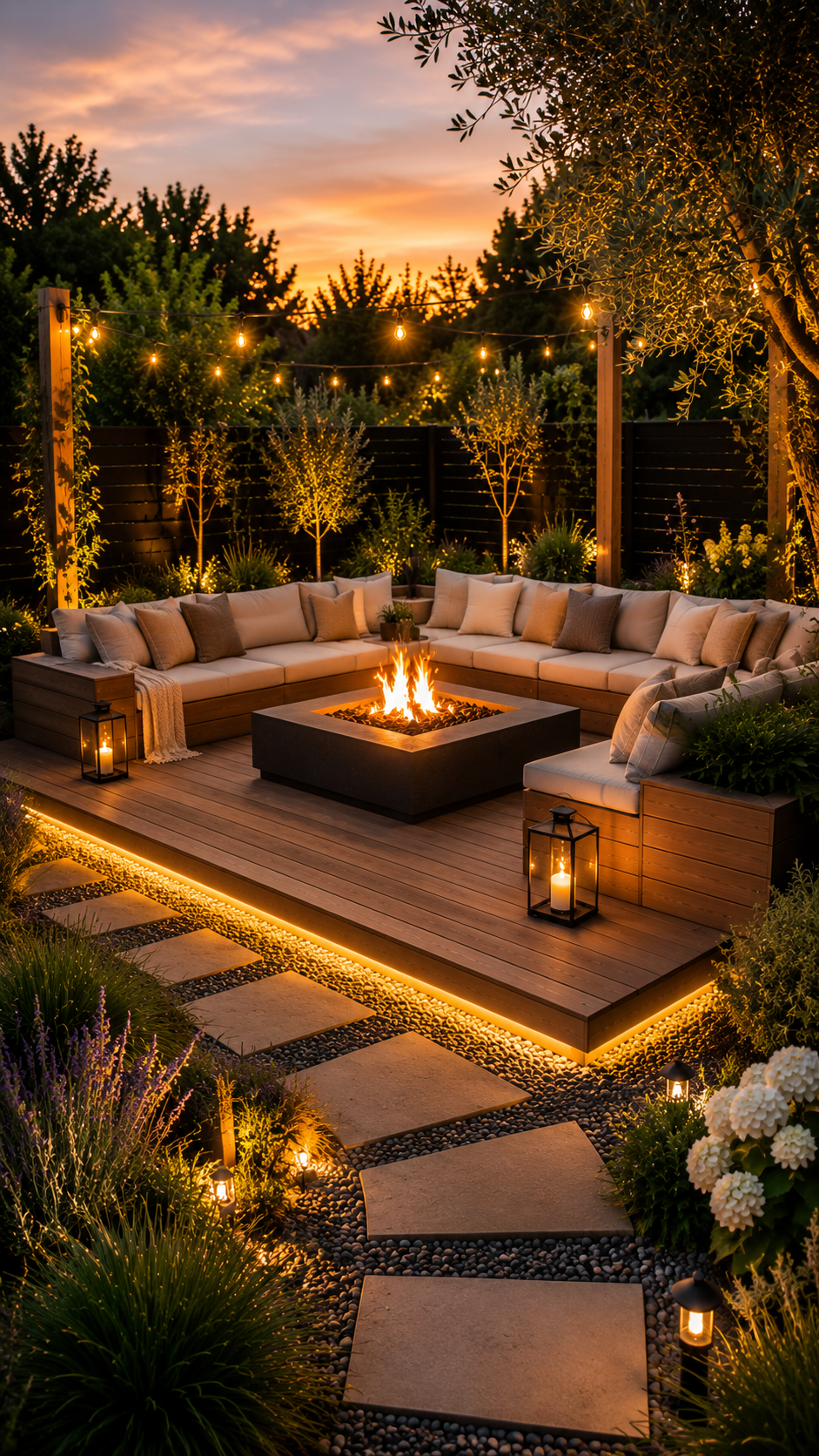2. Cozy Fire Pit Floating Deck Retreat