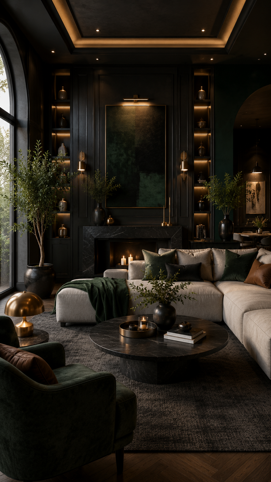 2. Moody Charcoal and Deep Green Luxury