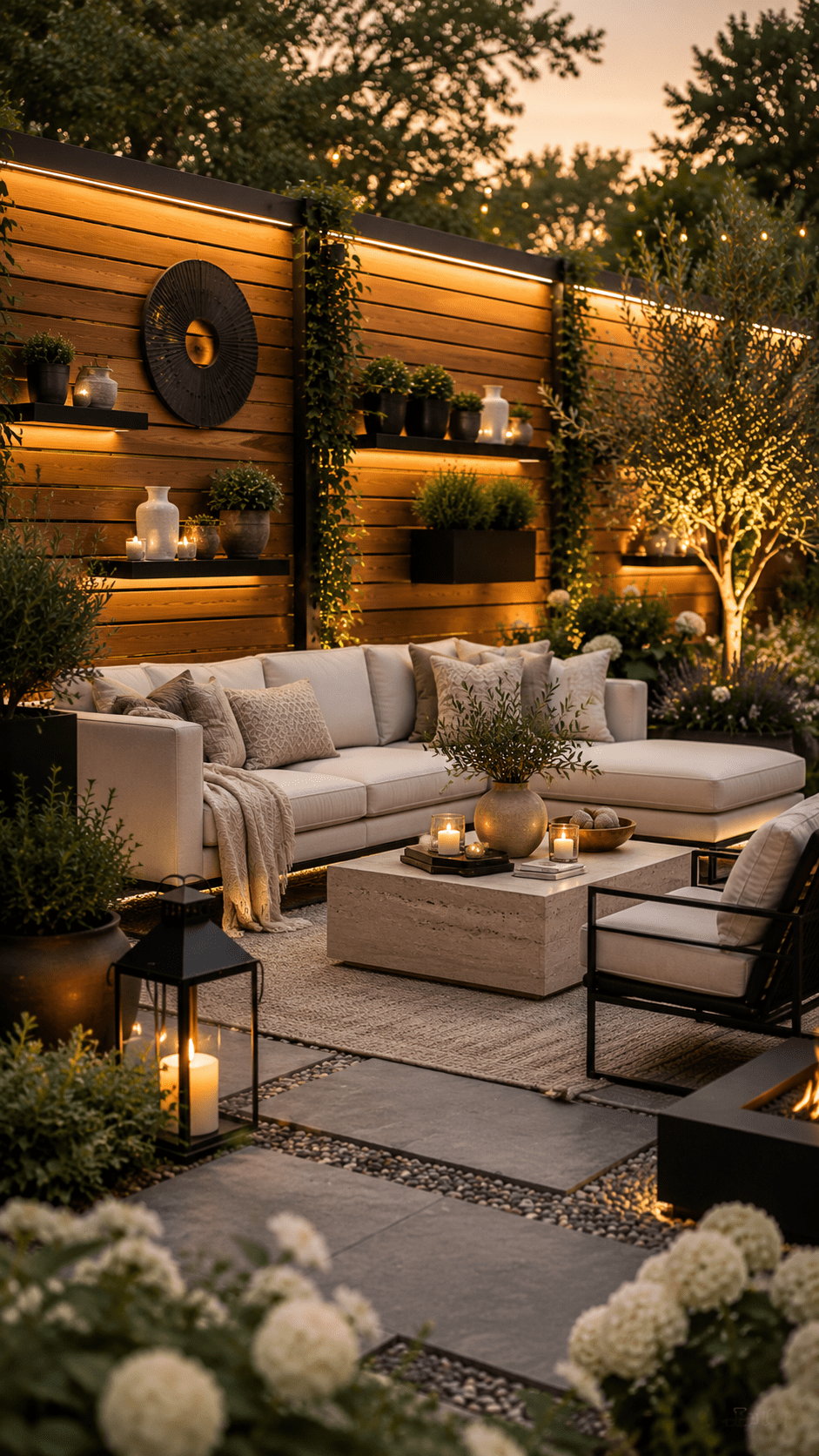3 Luxury Wooden Fence Decorating Ideas with Modern Outdoor Lounge Style