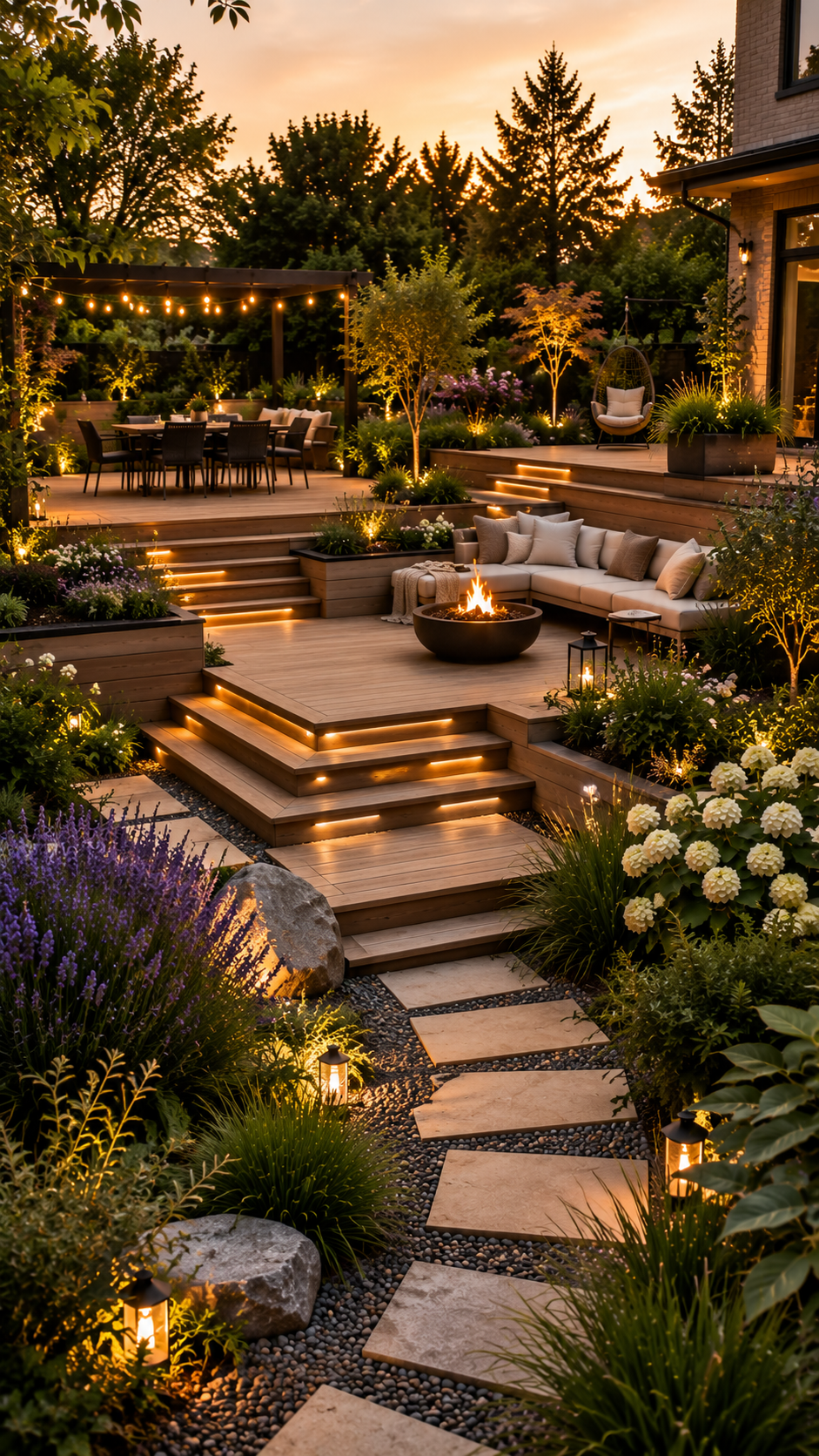 3. Multi-Level Garden Floating Deck Oasis