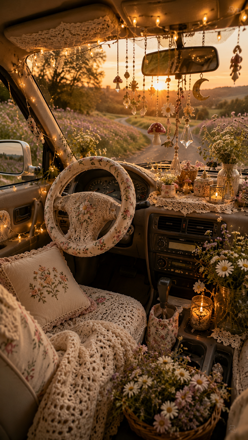 Best 1 Cottagecore Whimsical Car Decor With Cozy Fairy Tale Vibes