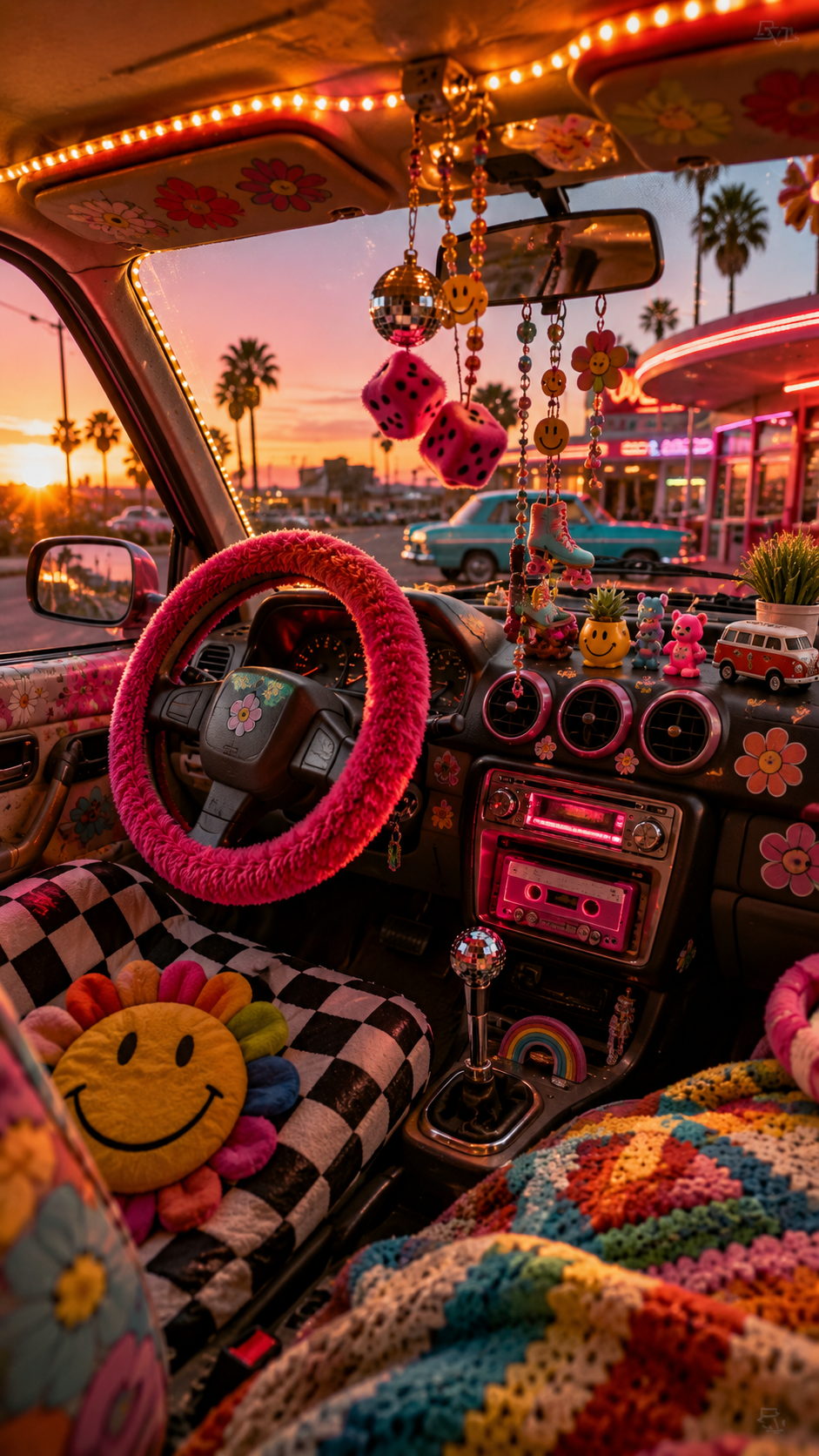 Best 2 Retro Colorful Whimsical Car Decor That Feels Fun and Playful