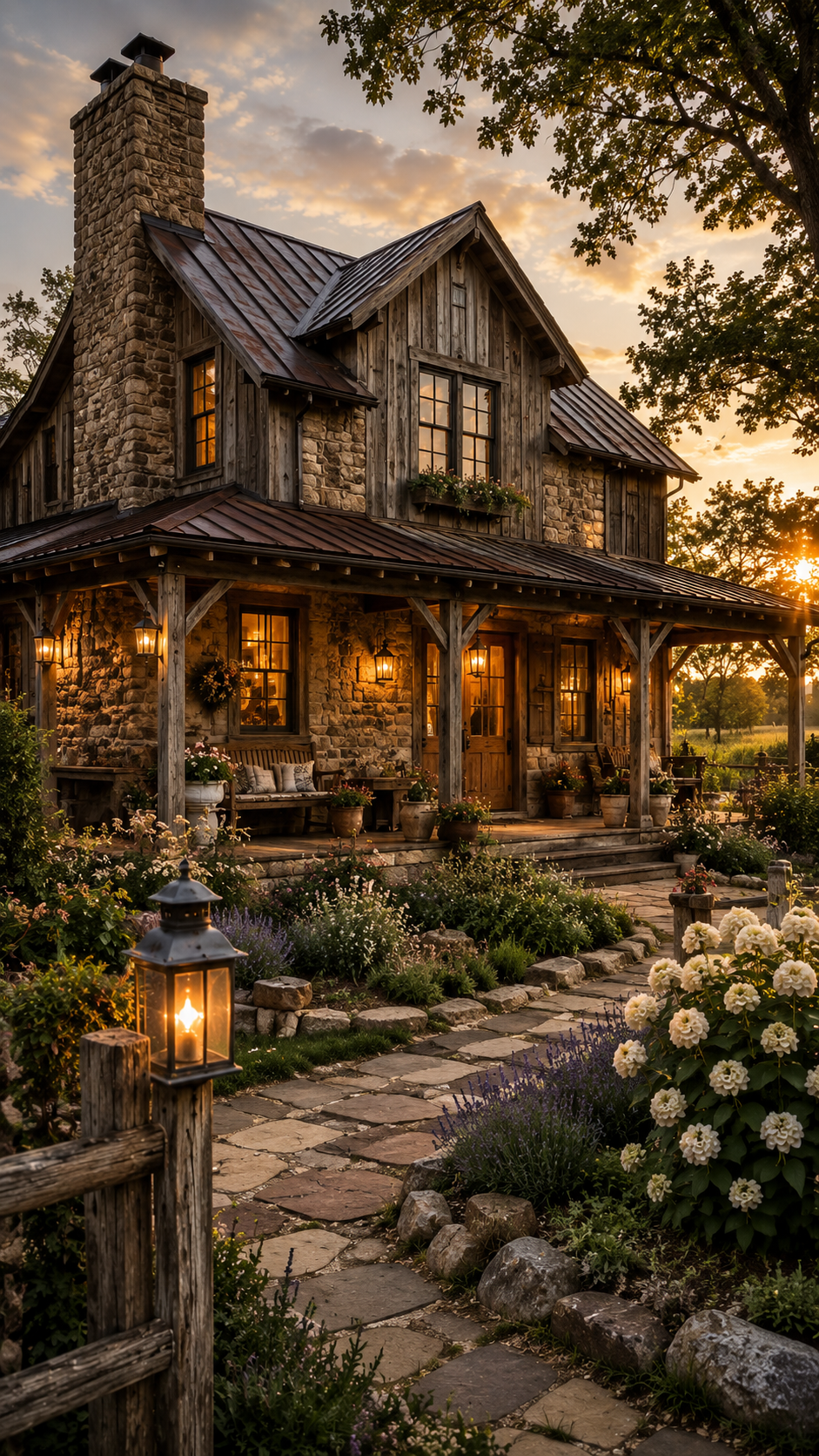 Best 2 Rustic Stone and Wood Farmhouse