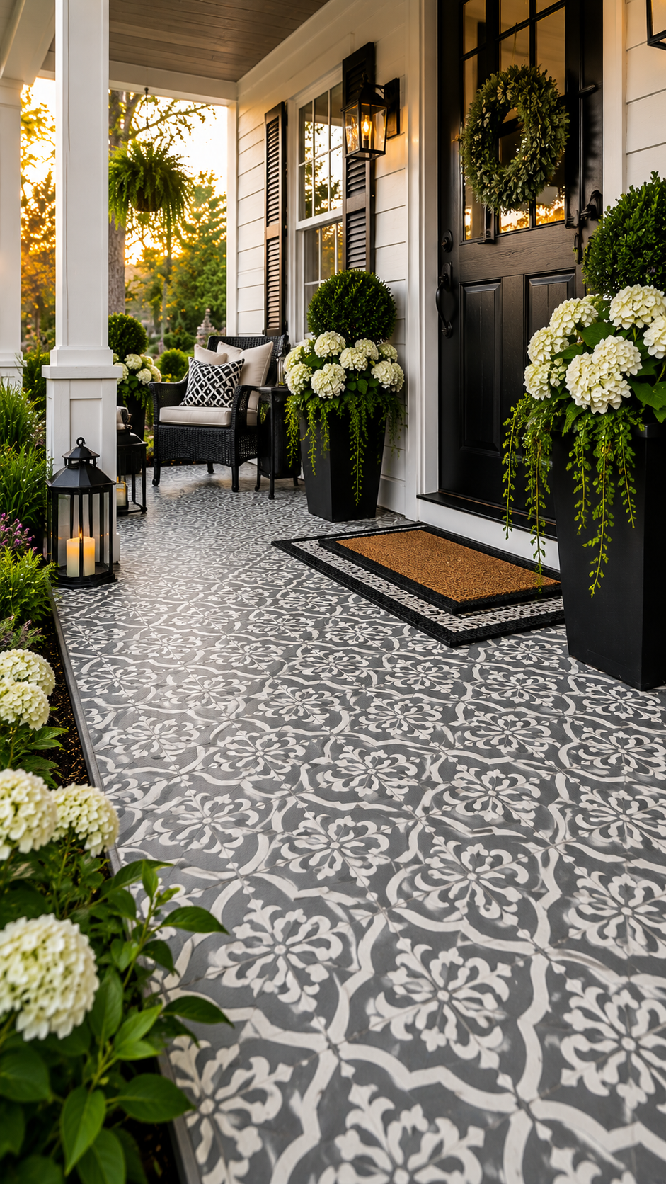 Best Idea 2 Decorative Stencil Painting Front Porch Concrete