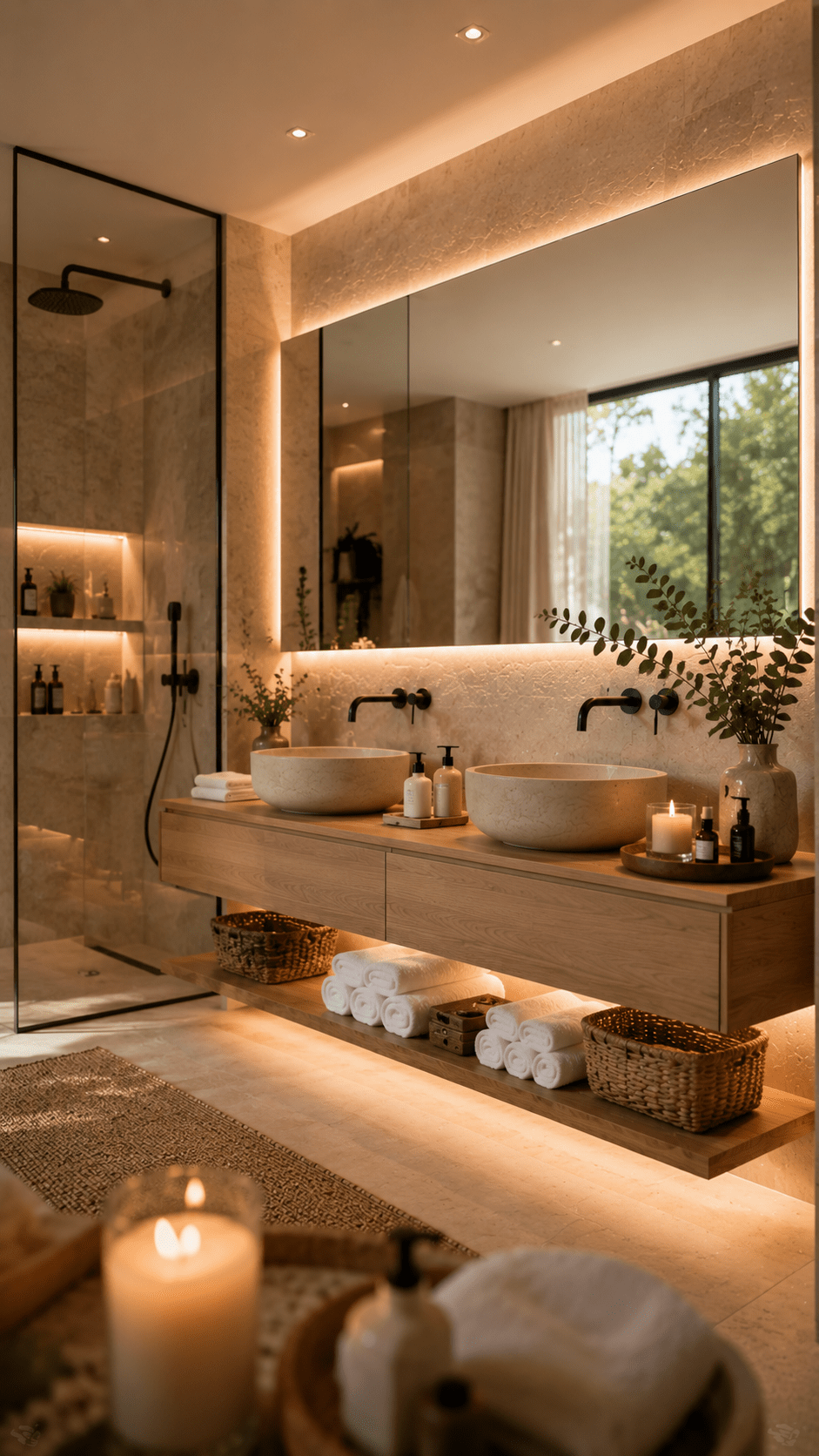 Frameless Mirrors Enhance Modern Elegance