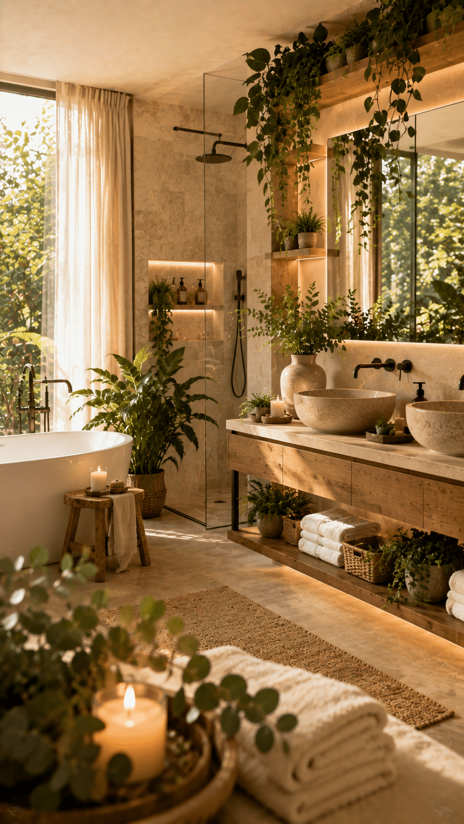 Greenery Brings Life Into the Bathroom
