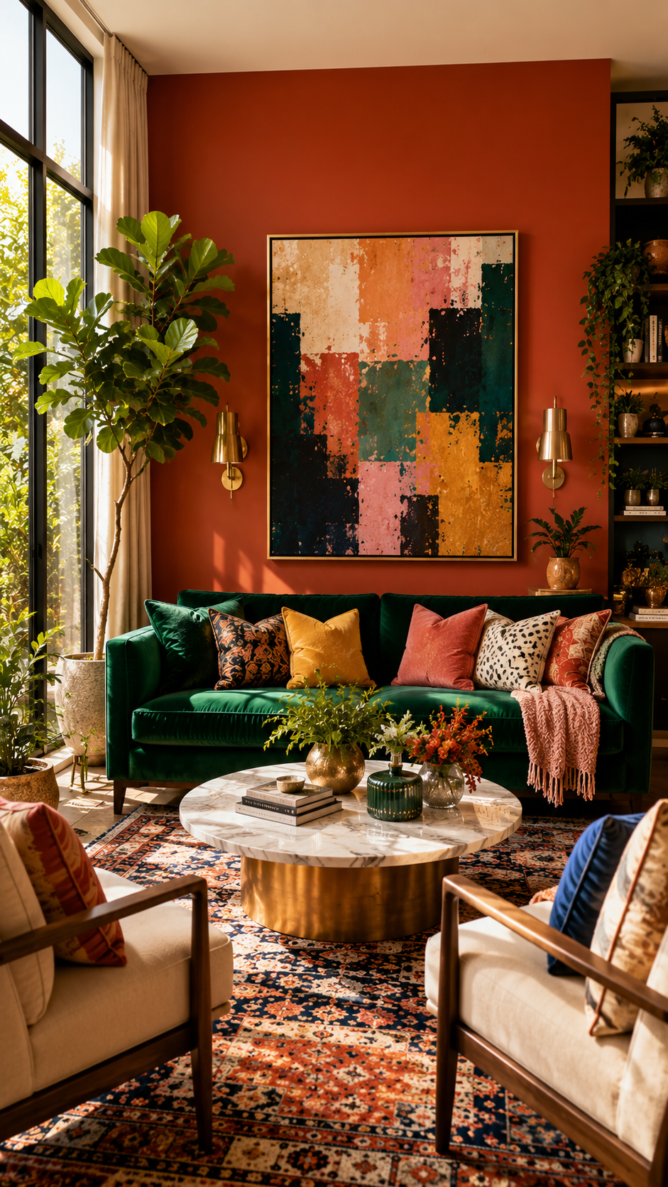 🥇 Best 1 Colorful Living Room Idea With Bold Statement Walls