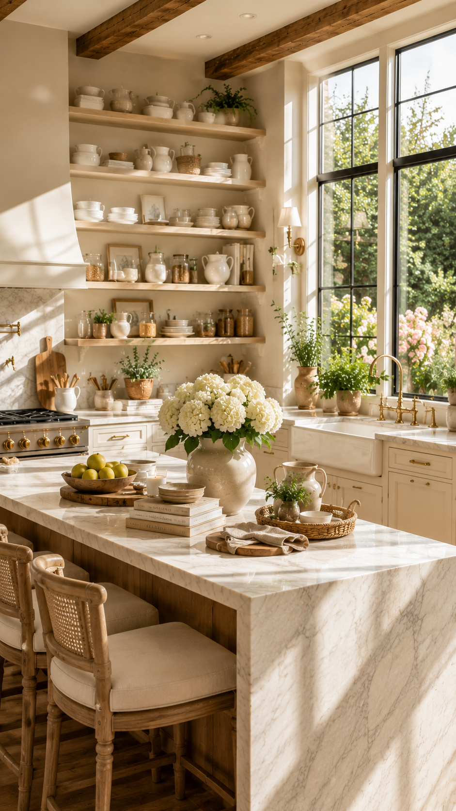 🥈 Best 2 Bright and Airy Nancy Meyers Aesthetic Kitchen With Open Shelving