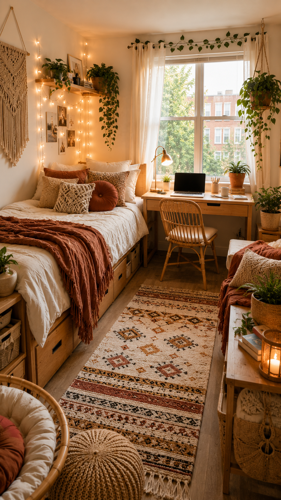 🥈 Best 2 Cozy Boho Retreat Dorm Room Themes