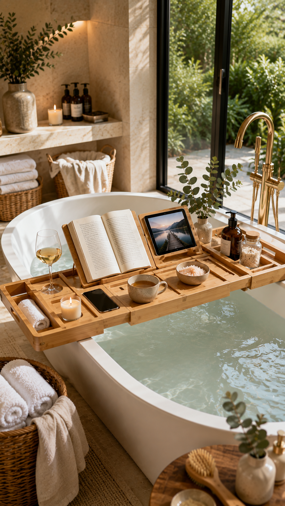 🥈 Best 2 Expandable Luxury Bathtub Trays and Caddies With Built In Holders