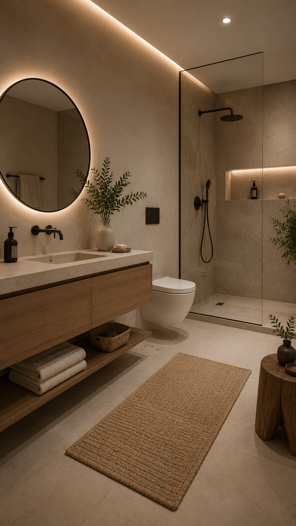 🥈 Best 2 Modern Minimalist Earth Tone Bathroom Designs