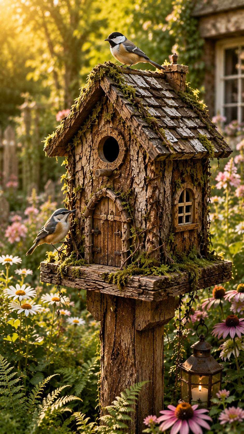 🥉 Best 3 Birdhouses Rustic Woodland Cottage With Bark Details