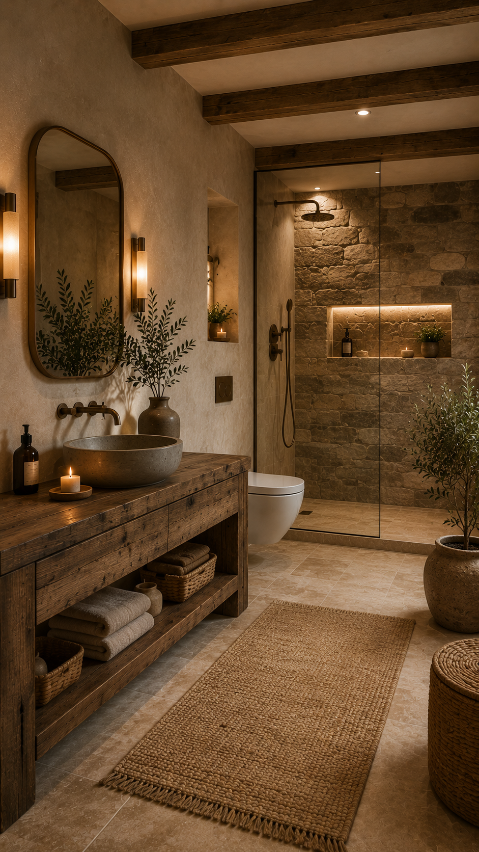 🥉 Best 3 Rustic Contemporary Earth Tone Bathroom Designs