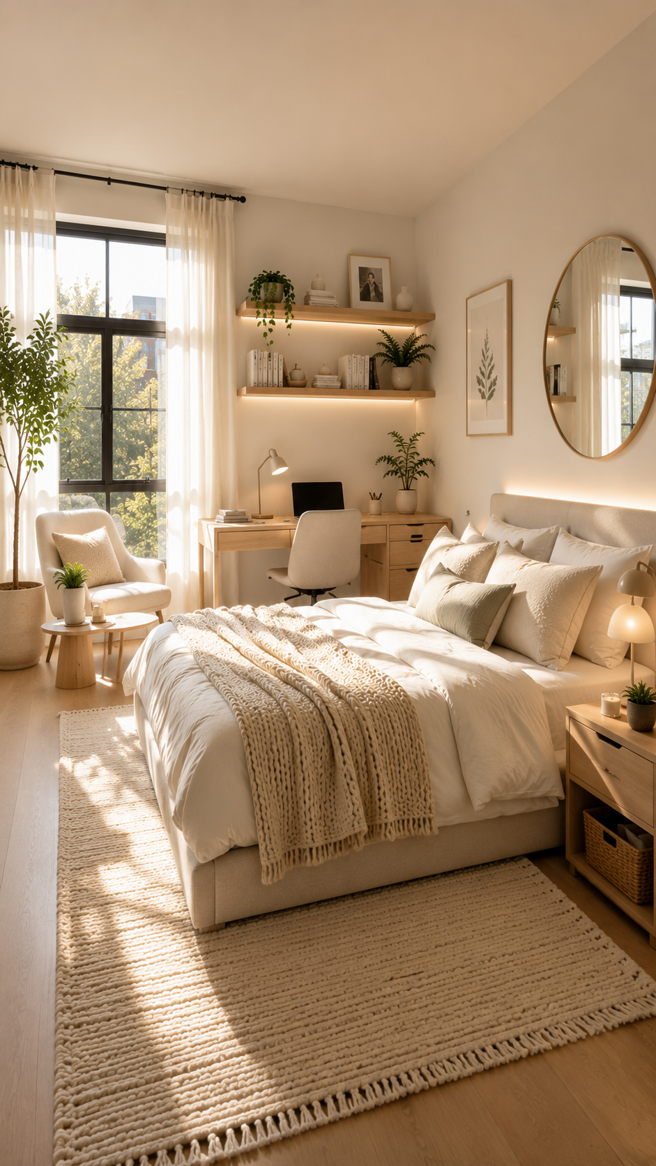 🌿 Best 1 Scandinavian Minimalist College Apartment Bedroom