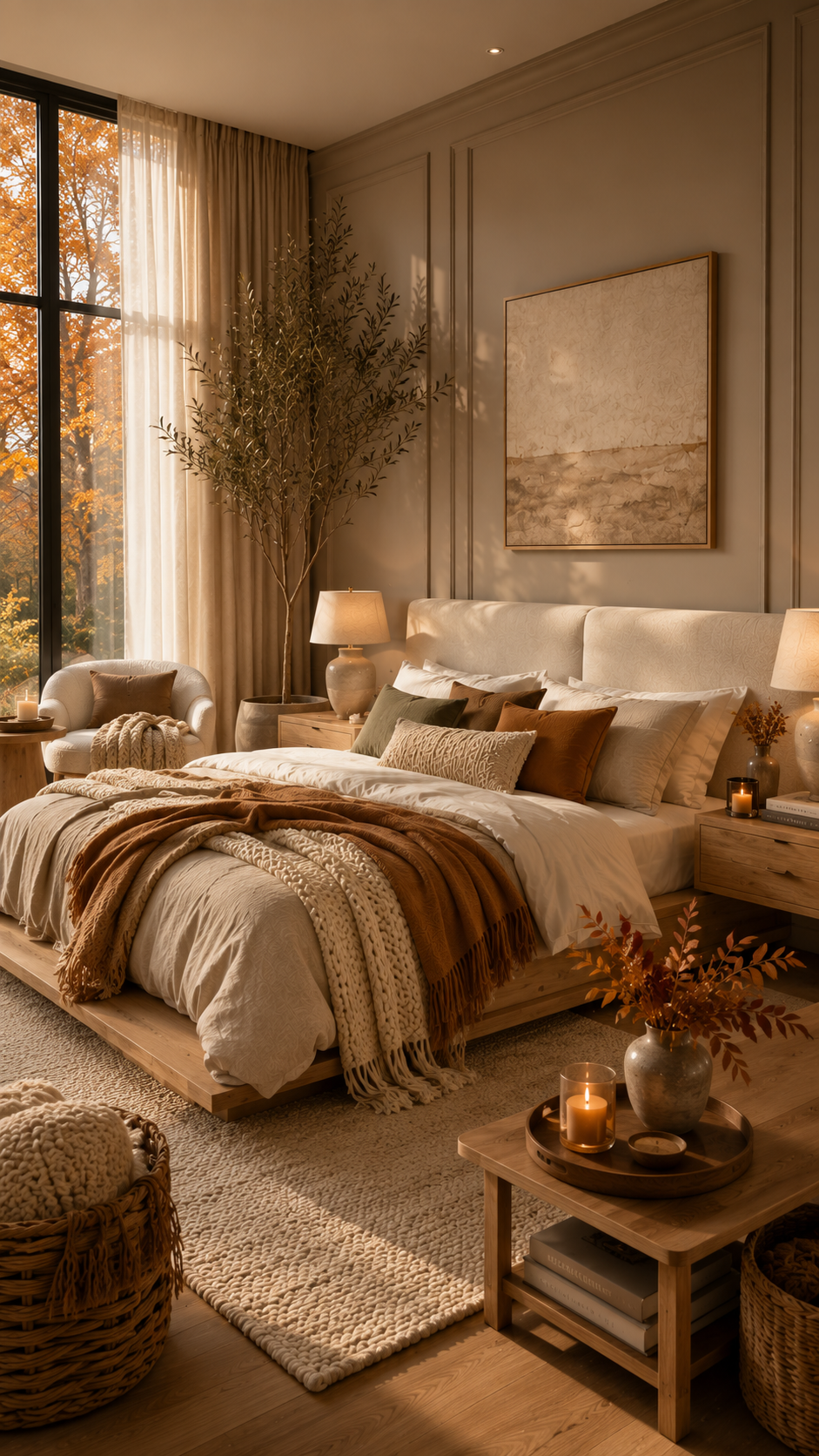 🥇 1. Luxury Scandinavian Fall Bedroom