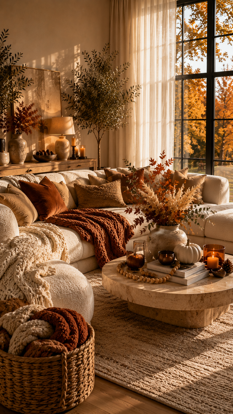 🥇 1. Warm Layered Cozy Living Room
