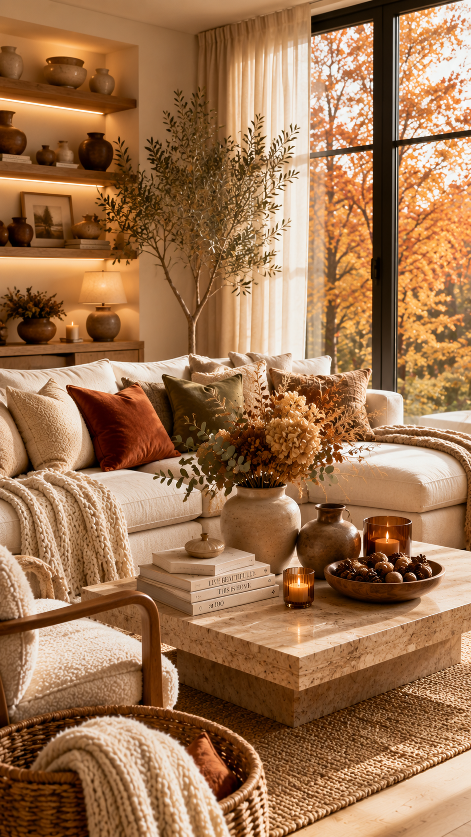 🥇 Best 1 Organic Modern Fall Room Decor with Warm Neutral Layers