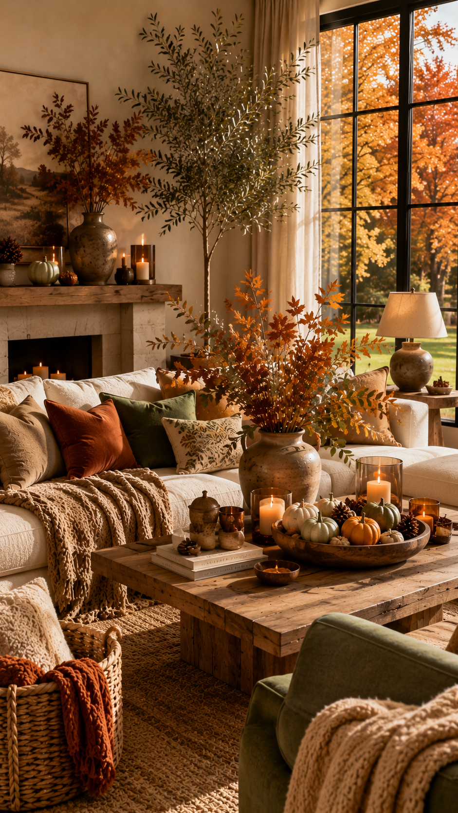 🥈 2. Nature Inspired Fall Living Room Decor