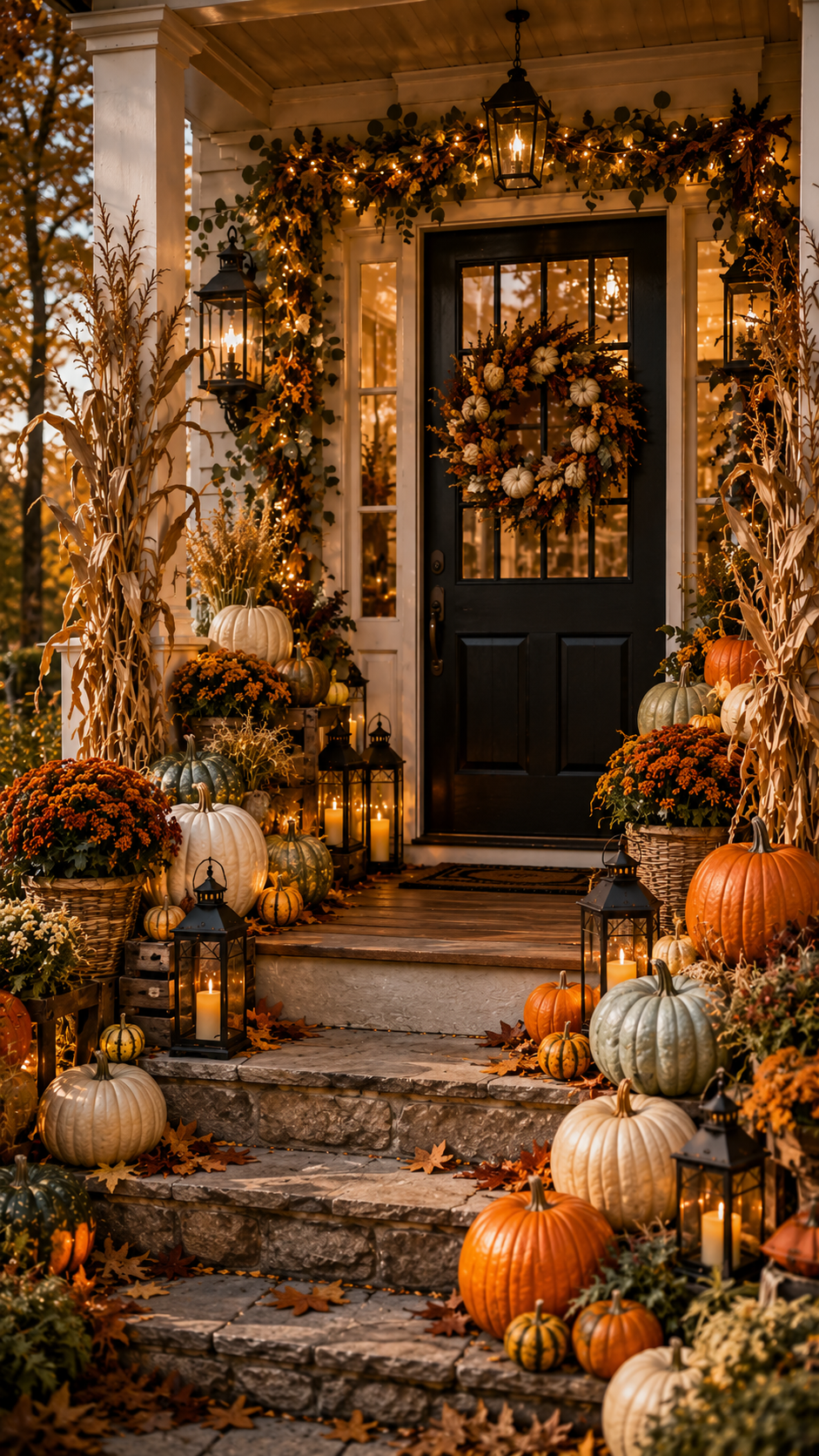 🥇 Best 1 Elegant Pumpkin Harvest Halloween Porch Ideas