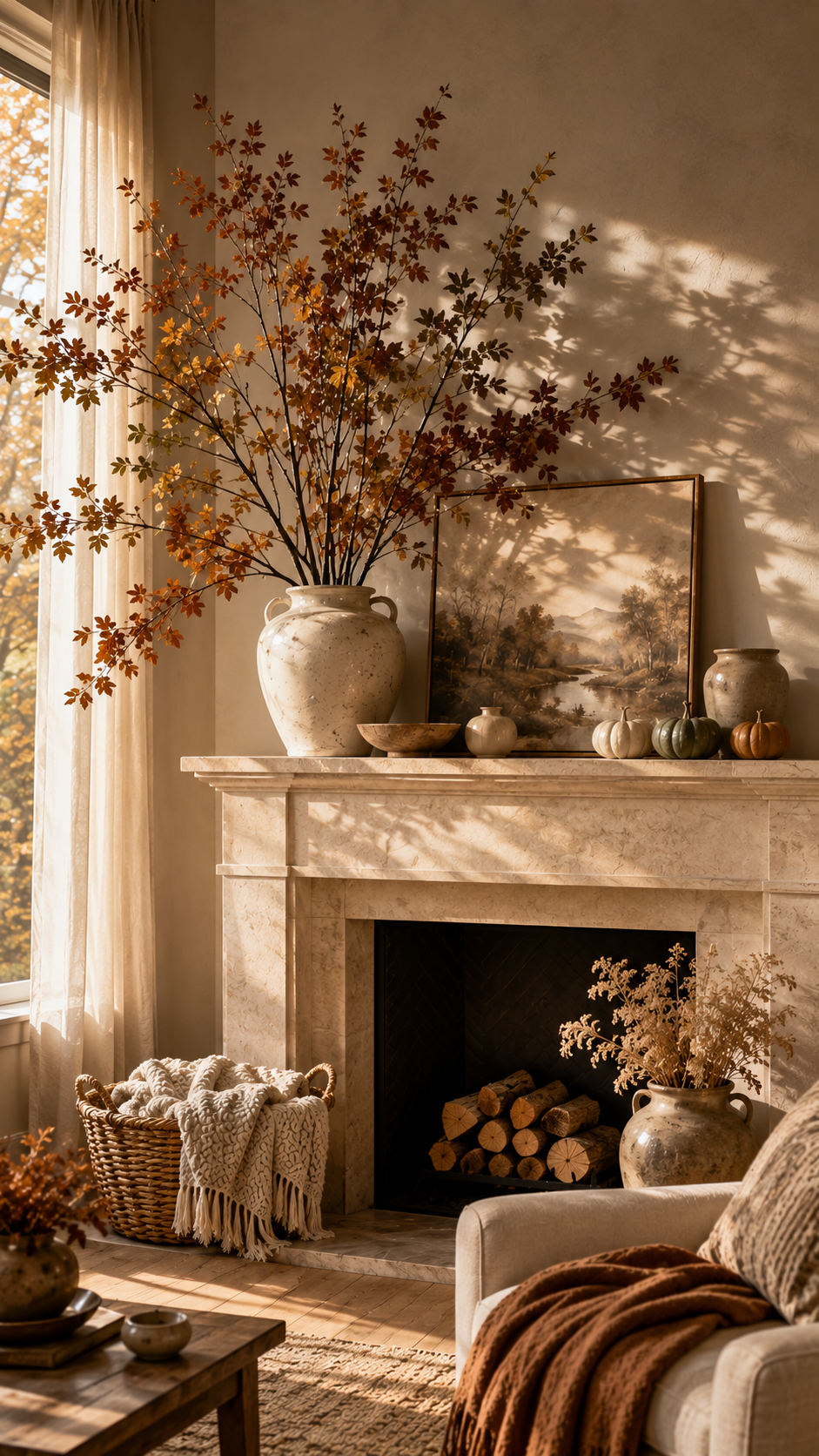 🥇 Best 1 Natural Branch Gallery Fall Mantle Decor for Organic Autumn Elegance