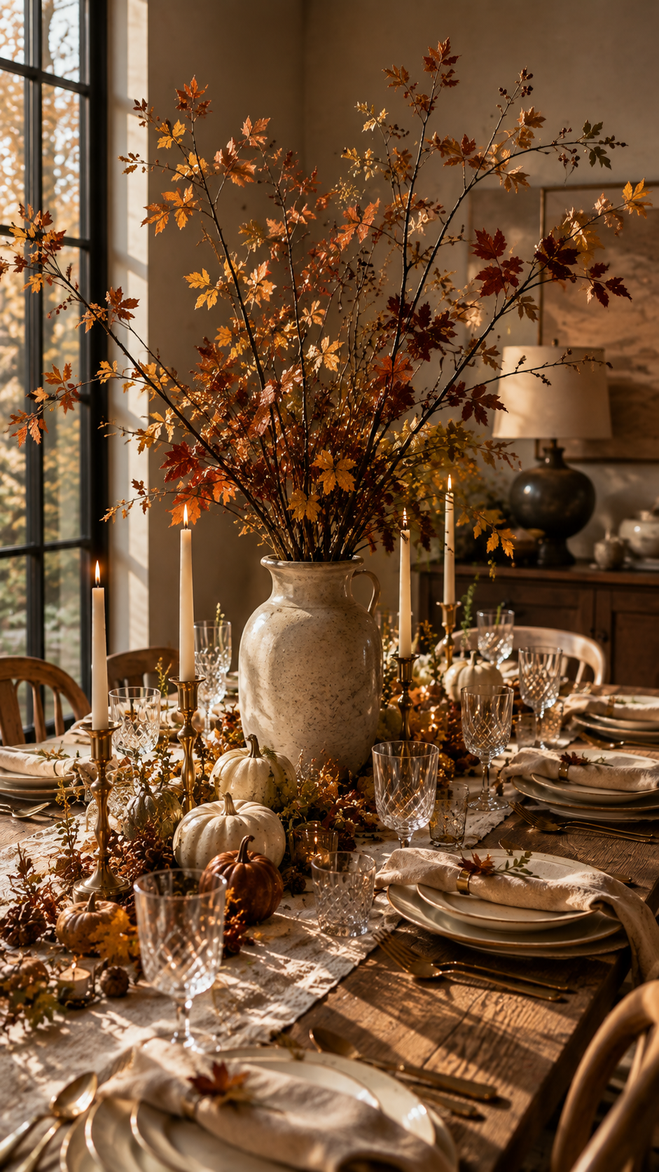 🥇 Best 1 Sculptural Botanical Fall Dining Table Decor With Branches and Foliage