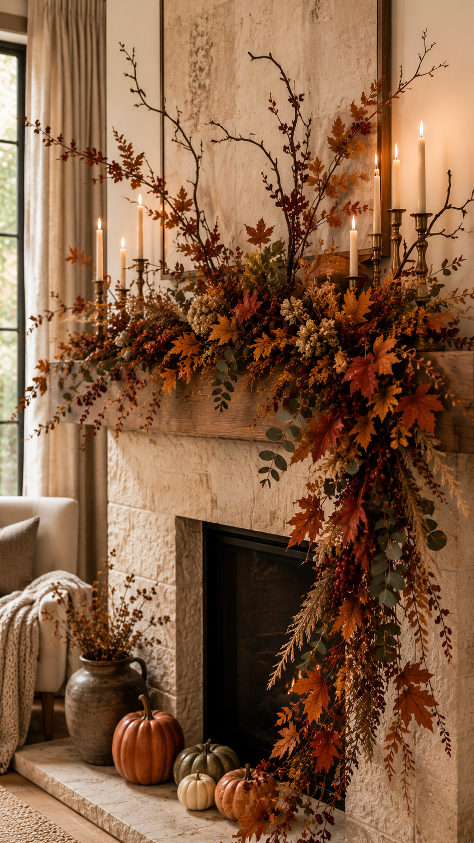 🥇 Best 1 Sculptural Botanical Fall Garland With Branches and Foliage