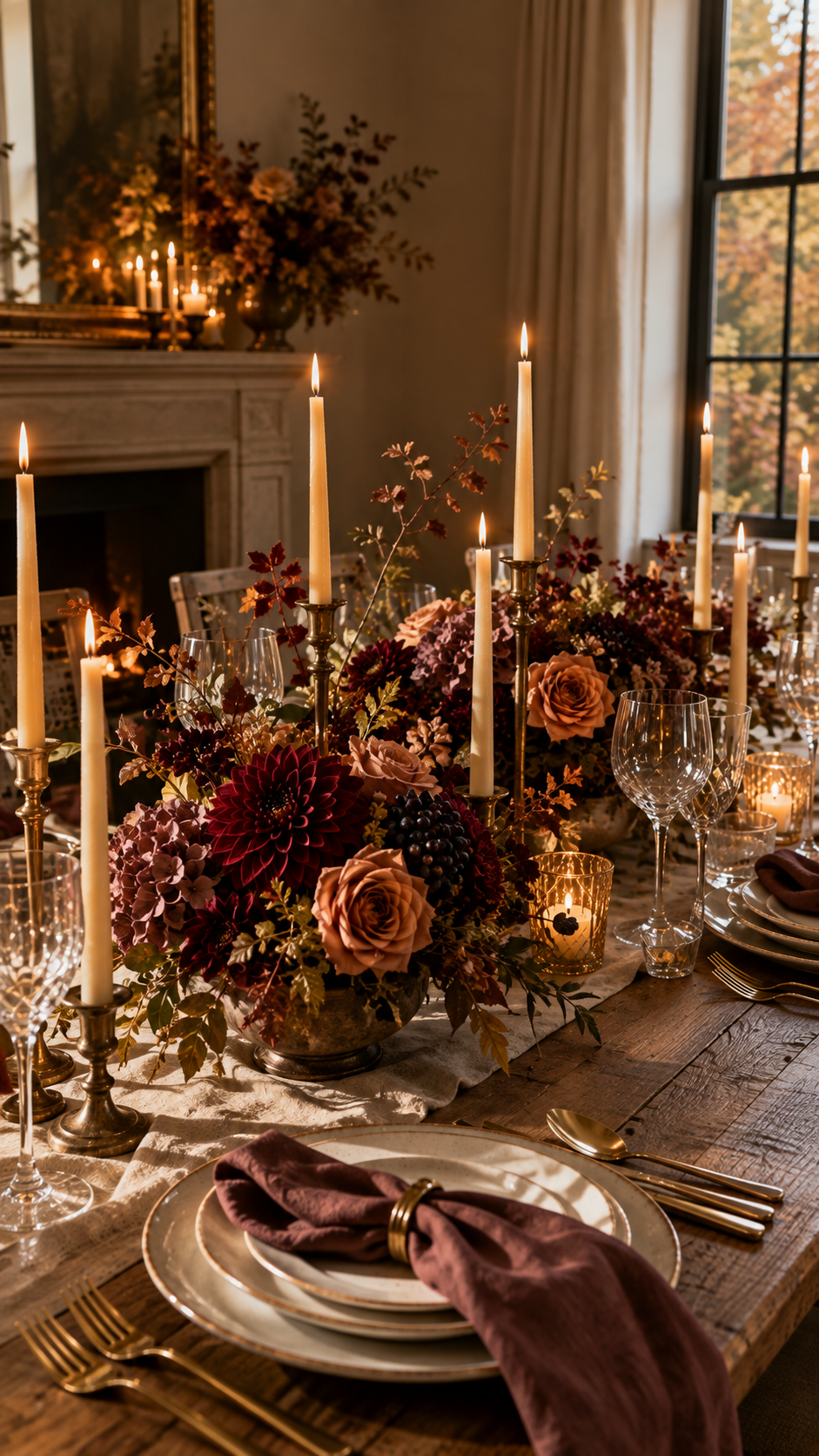 🥈 Best 2 Elegant Candlelit Floral Fall Table Centerpieces