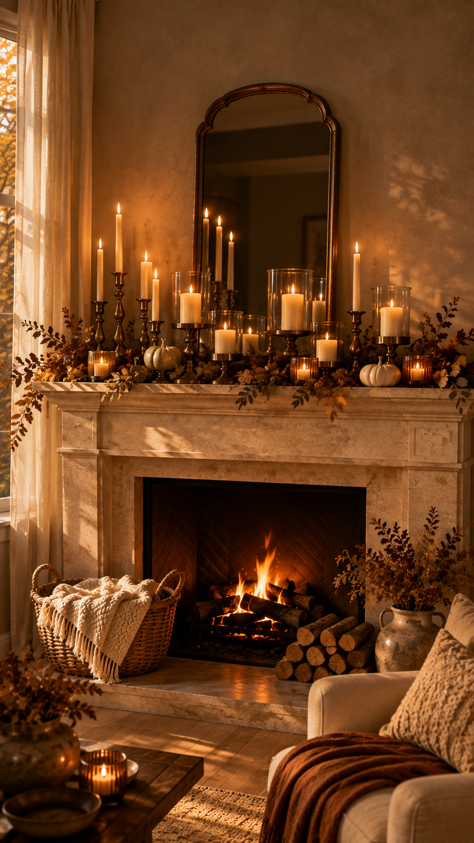 🥈 Best 2 Layered Candlelight Fall Mantle Decor for Cozy Autumn Evenings