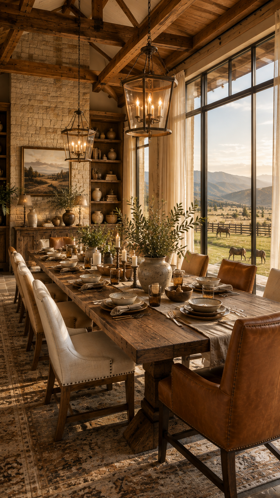 🥈 Best 2 Modern Western Dining Room with Luxury Ranch Elegance