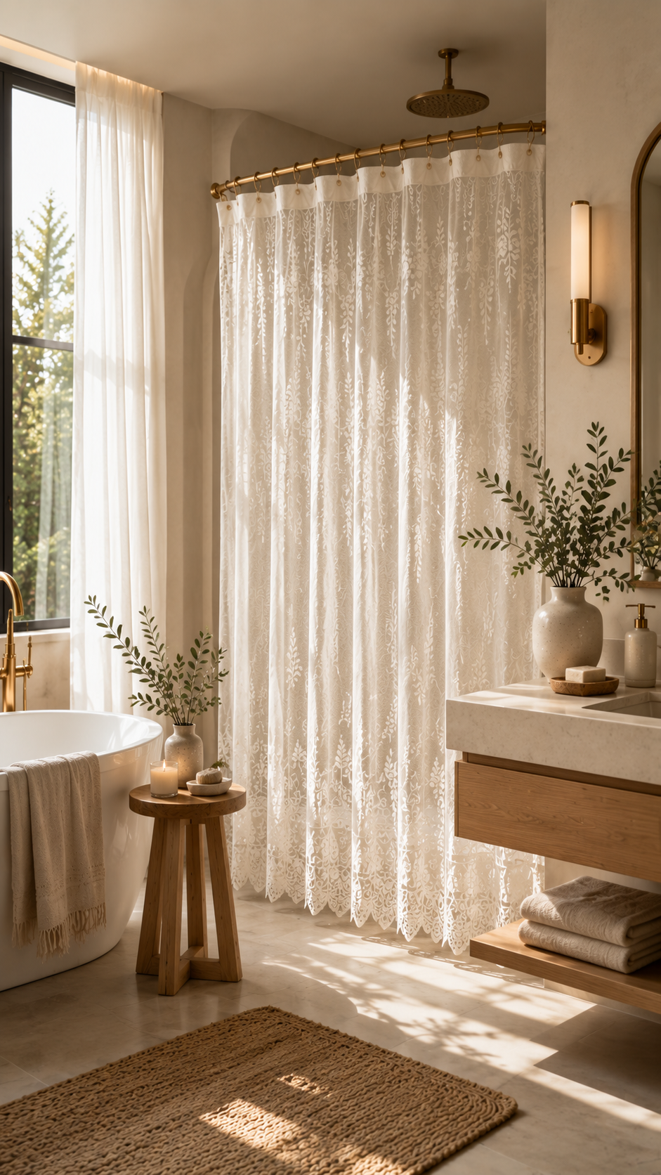 🥉 Best 3 Modern Minimalist Lace Shower Curtains