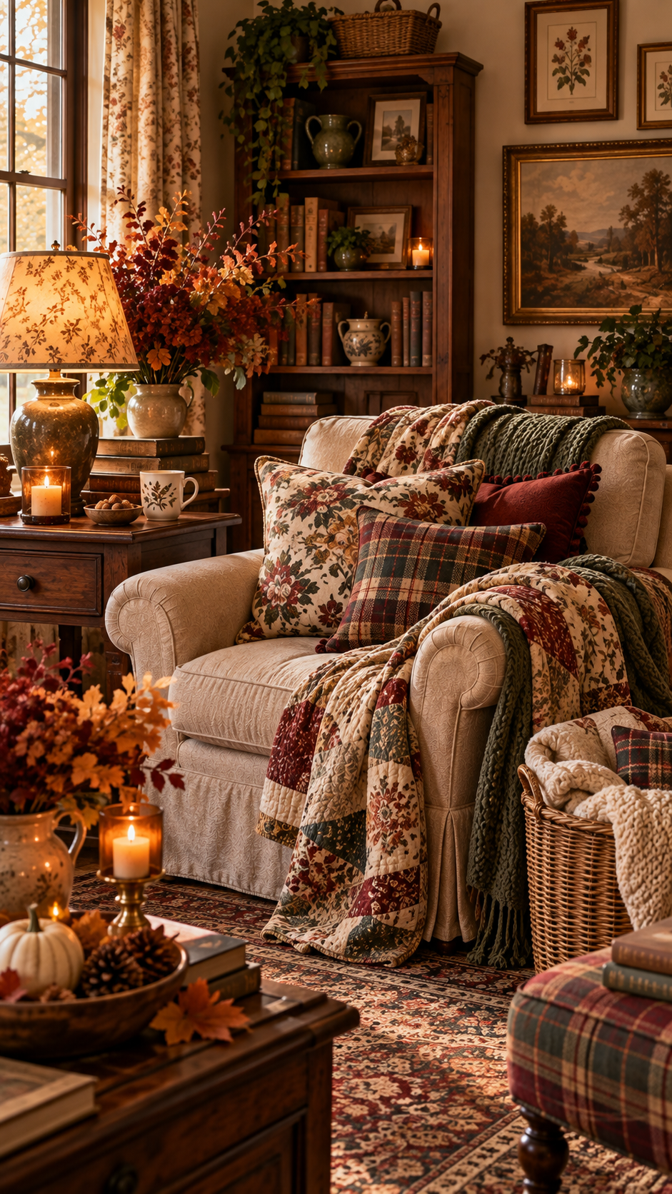 Top 2 90s Fall Decor With Cozy Textiles Layered Patterns and Cottage Warmth