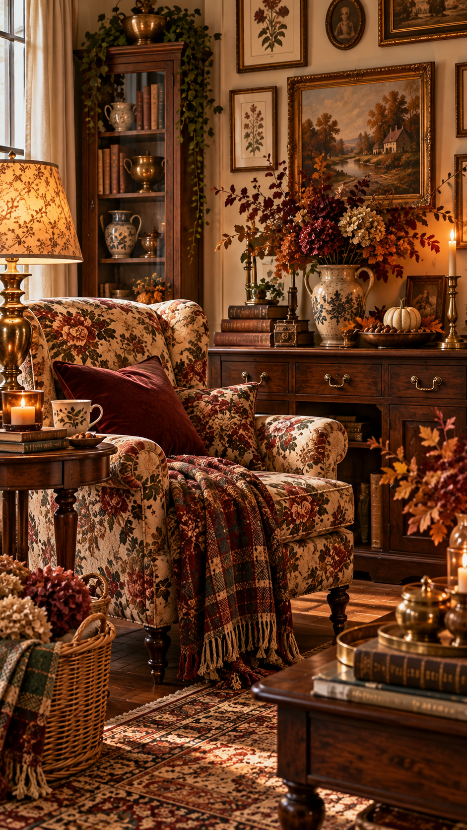 Top 3 90s Fall Decor With Floral Patterns Brass and Collected Vintage Accents