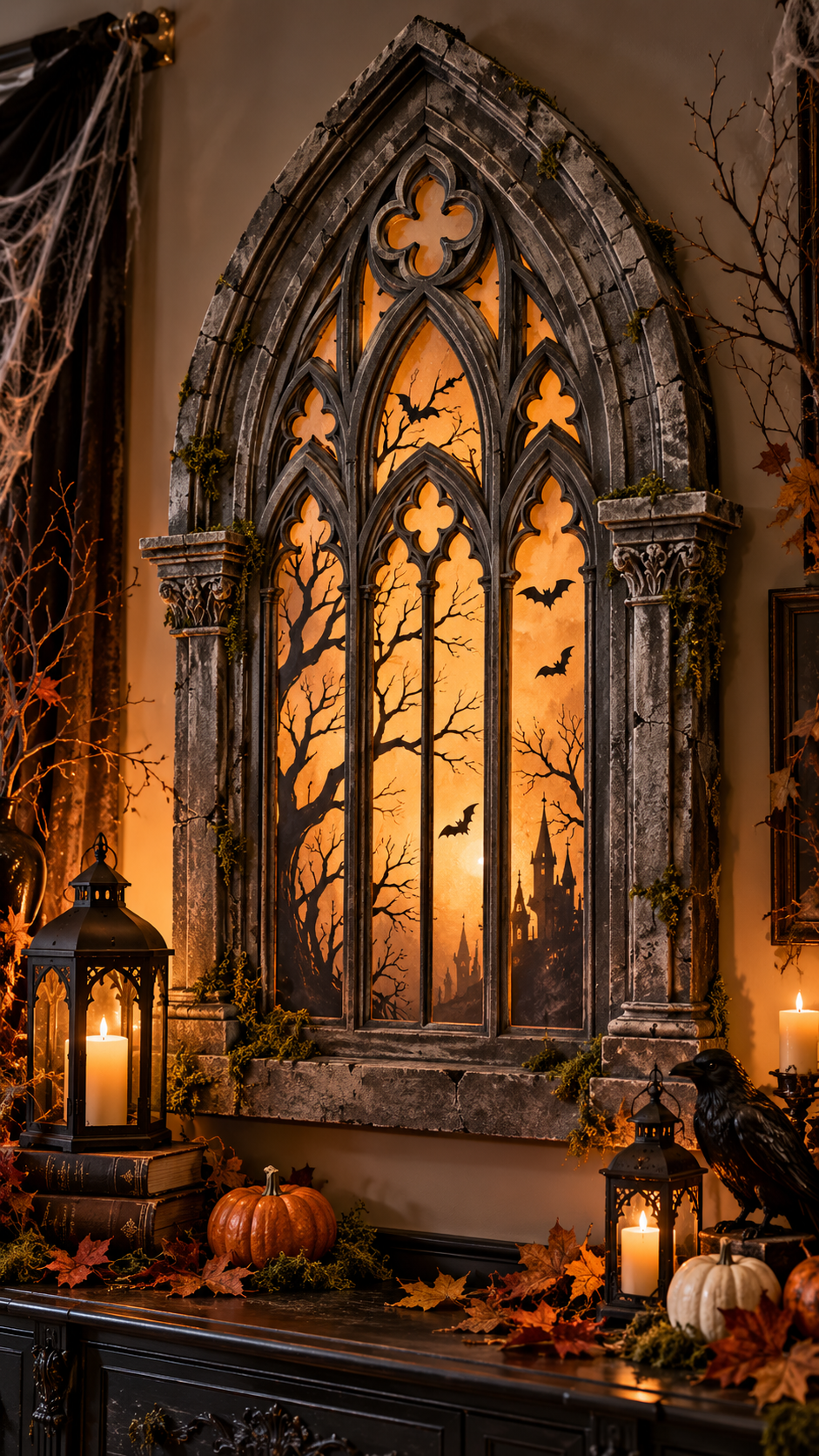 🥇 Best 1 Cardboard Halloween Decorations DIY Haunted Gothic Window