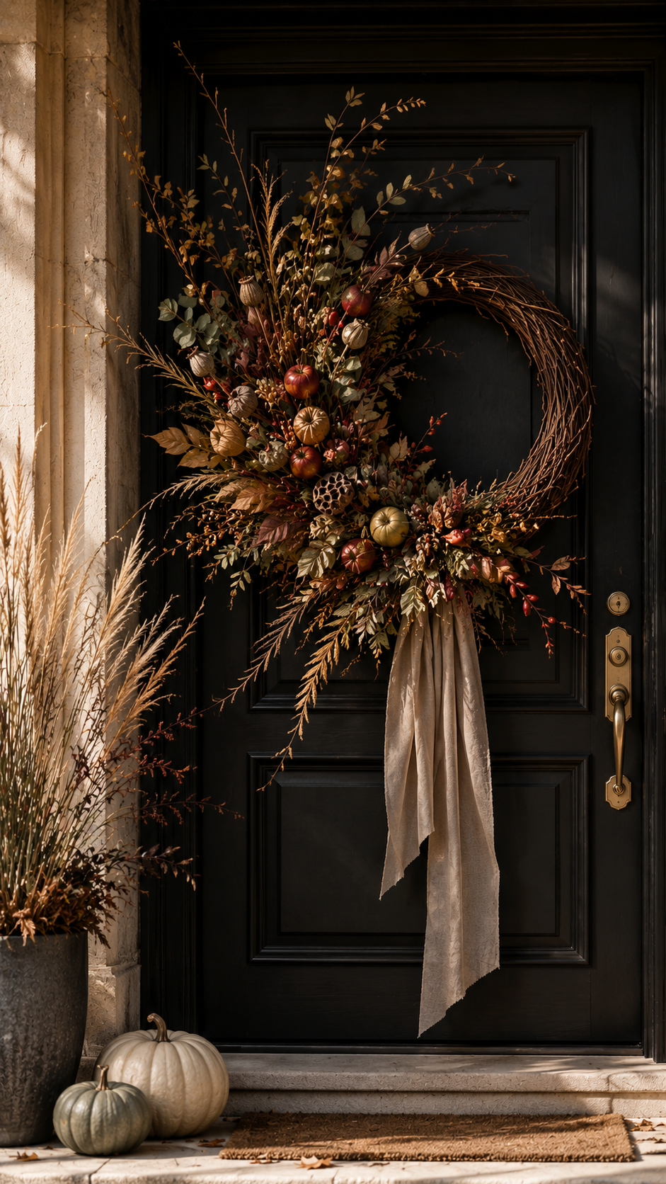 🥇 Platz 1 Skulpturale Fall Wreaths for Front Door mit Zweigen Früchten und wilden Samenständen