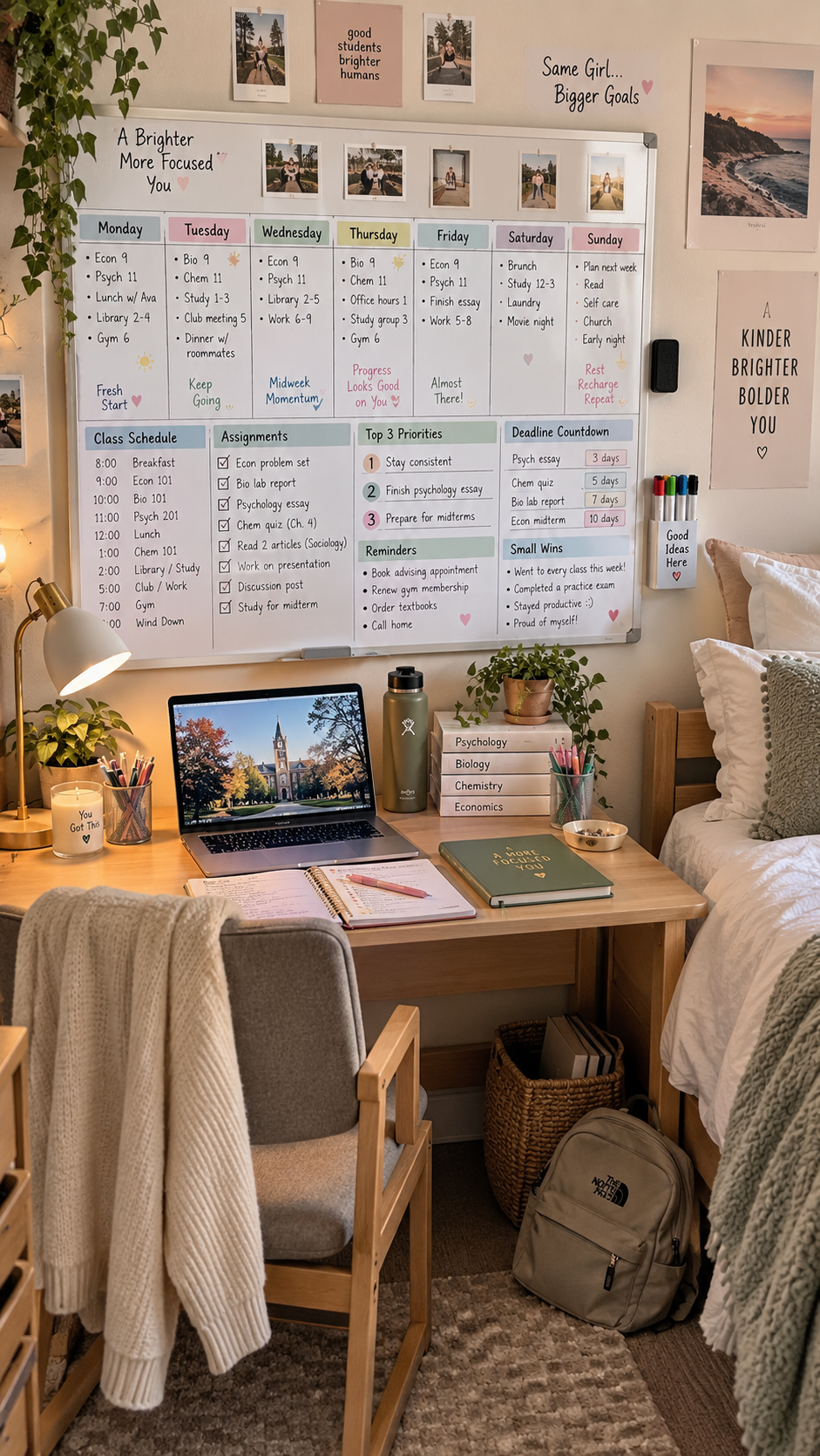 🥇 Top 1 Dorm Whiteboard Ideas With a Weekly Academic Command Center