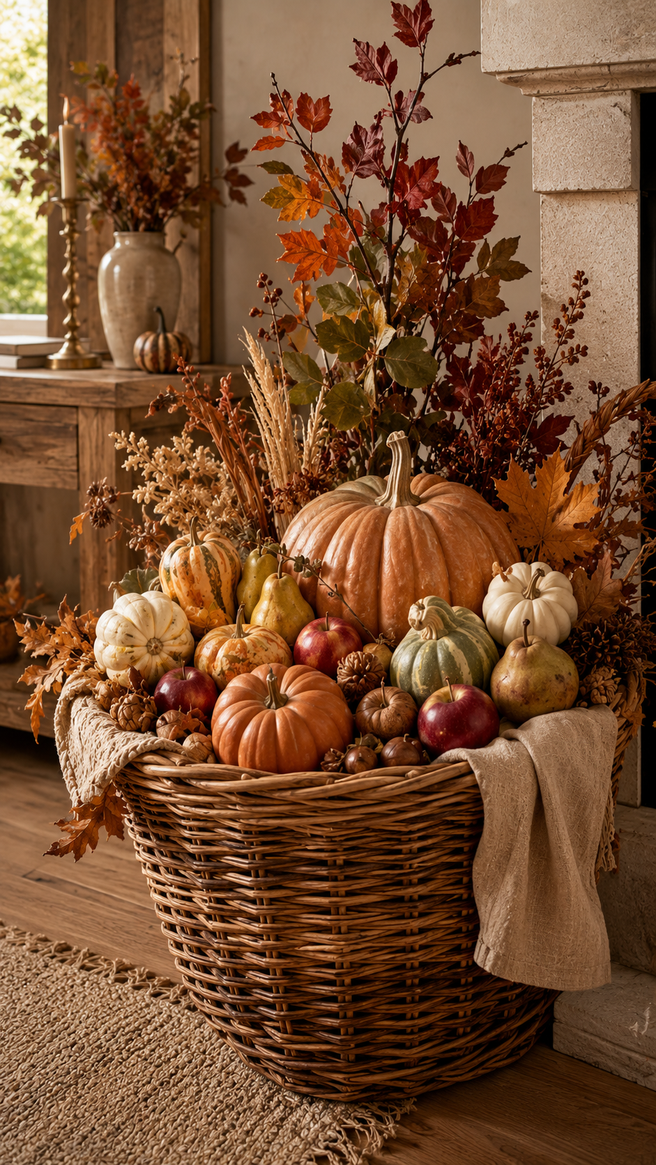 🥇 Top 1 Fall Basket Decor Ideas With Pumpkins and Harvest Details