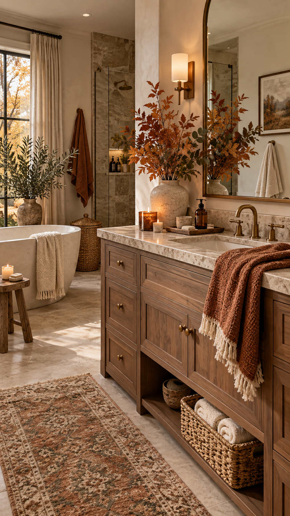 🥇 Top 1 Fall Bathroom Decor With Warm Organic Autumn Layers