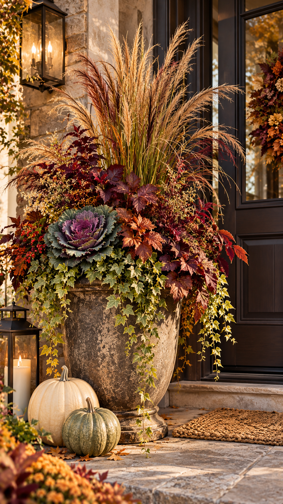 🥇 Top 1 Layered Fall Planter Ideas With Ornamental Grasses and Rich Foliage