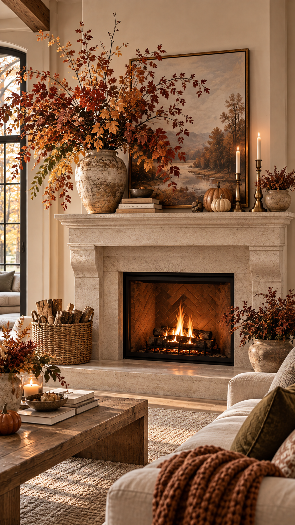 🥇 Top 1 Sculptural Botanical Fall Fireplace Mantel