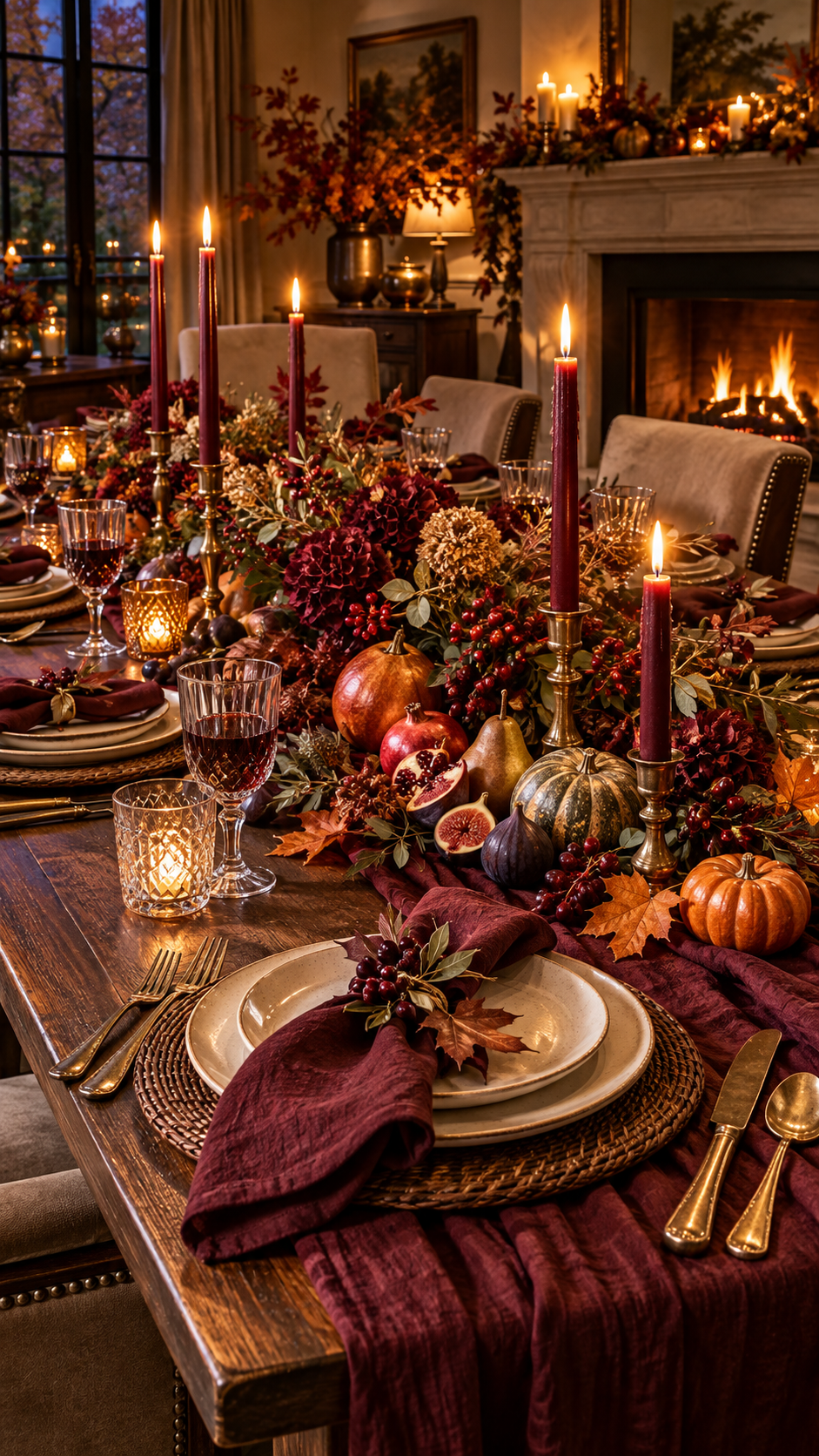 🥈 Best 2 Candlelit Autumn Thanksgiving Table With Deep Harvest Colors