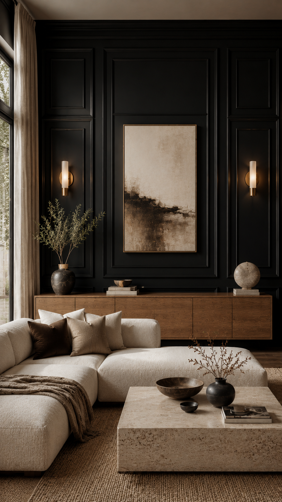 🥈 Top 2 Black Accent Walls With Architectural Paneling