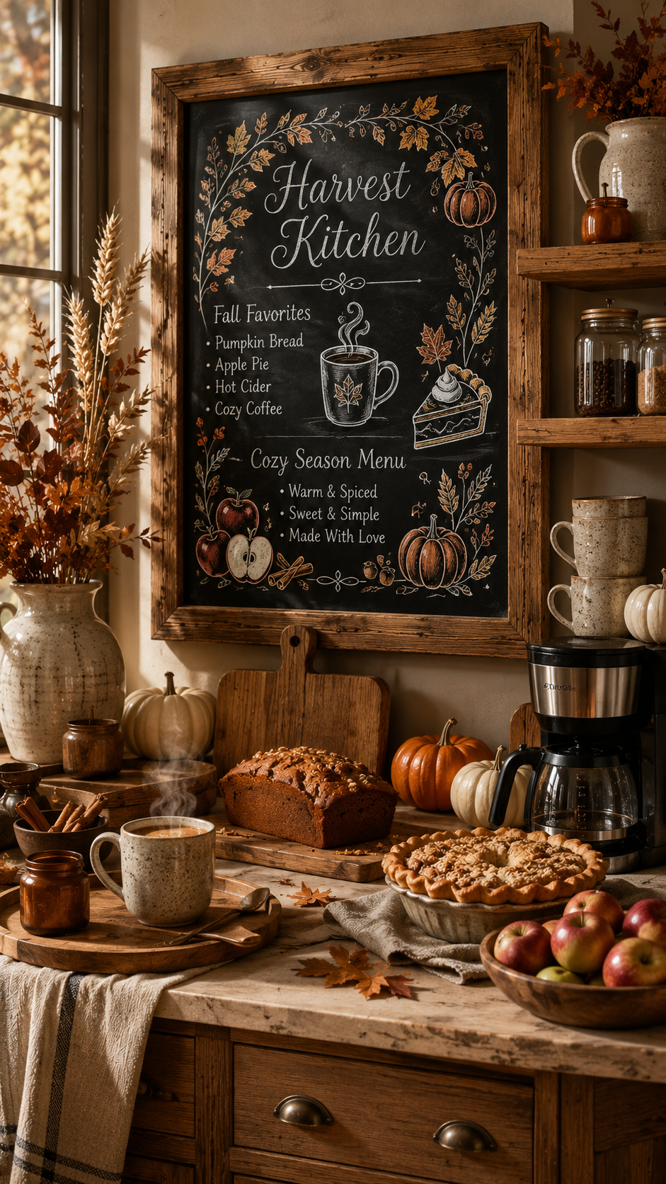 🥈 Top 2 Cozy Harvest Kitchen Fall Chalkboard Ideas