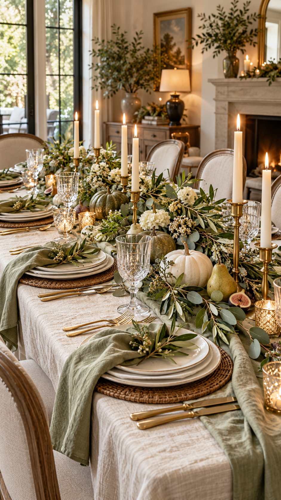 🥉 Best 3 Botanical Thanksgiving Table With Soft Green and Ivory Details